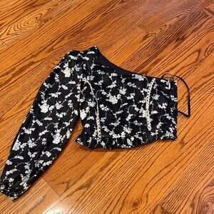 Shabby Chic Woman’s Floral One Shoulder Top Size XS